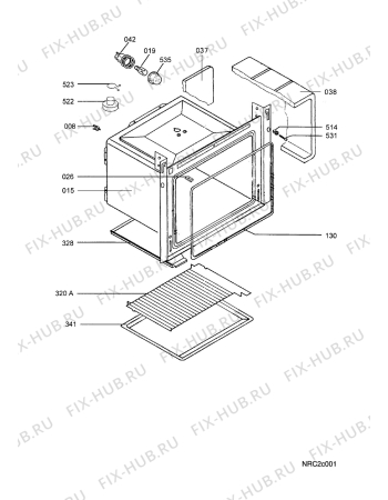 Взрыв-схема плиты (духовки) Faure FC508W1   FAE C.SP.F - Схема узла Oven